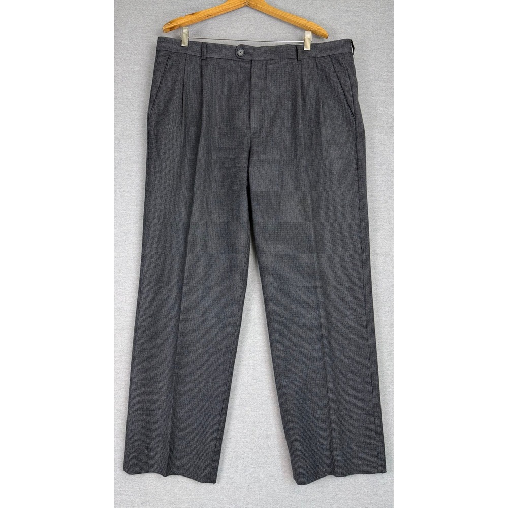 Zanella Platinum Riverina Super 120s Wool Pleated Dress Pants Grey‎ Blue 39x30